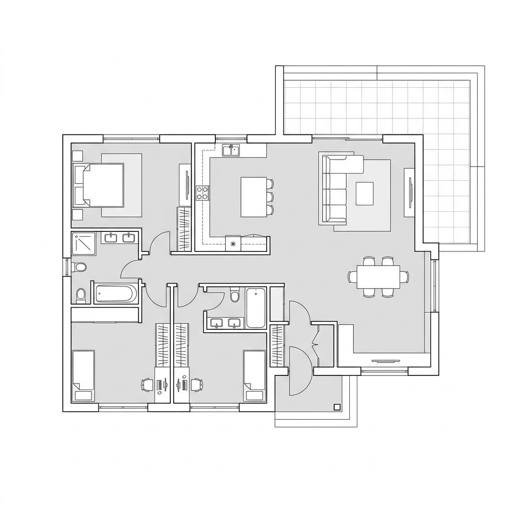 Grundriss Bauhaus 190 – 191 m² Flachdachhaus mit 6 Zimmern