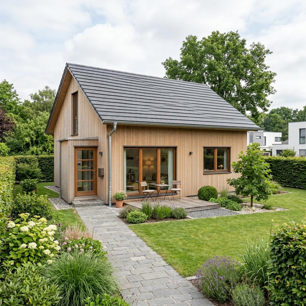 Holz-Singlehaus 78 von Frammelsberger Holzhaus mit Satteldach — ökologisches Singlehaus mit 78 m²