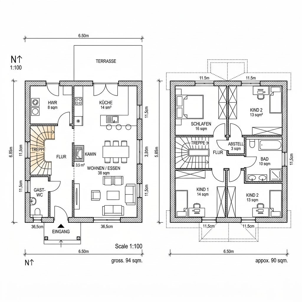 Grundriss Priel 184 – 184 m² Friesenhaus mit 6 Zimmern