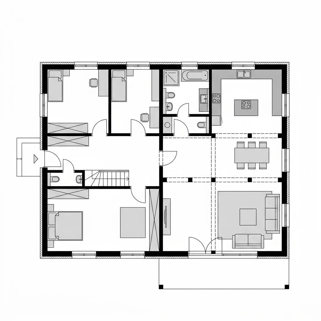 Grundriss Diele 158 – 158 m² Fachwerkhaus mit 5 Zimmern