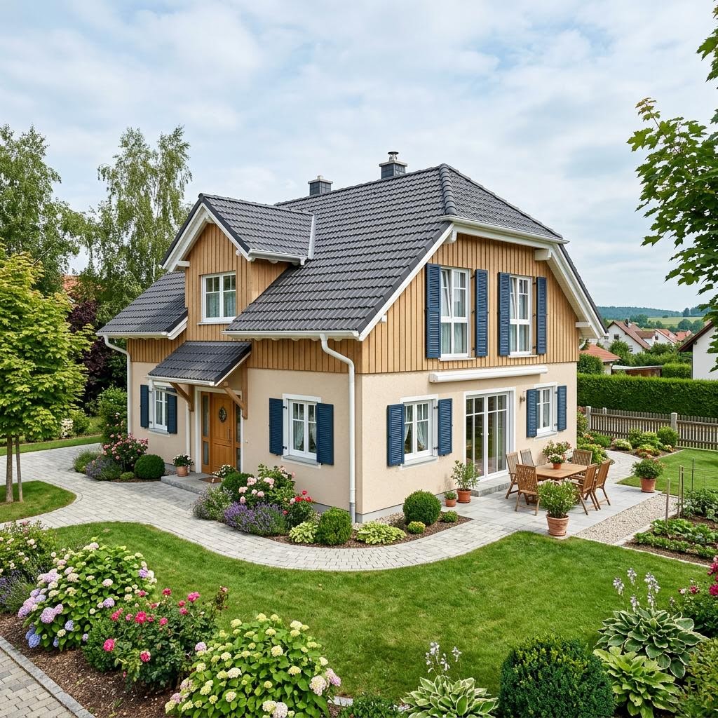 Landhaus Ahorn 128 von GUSSEK HAUS — Fertighaus mit Krüppelwalmdach und 128 m²