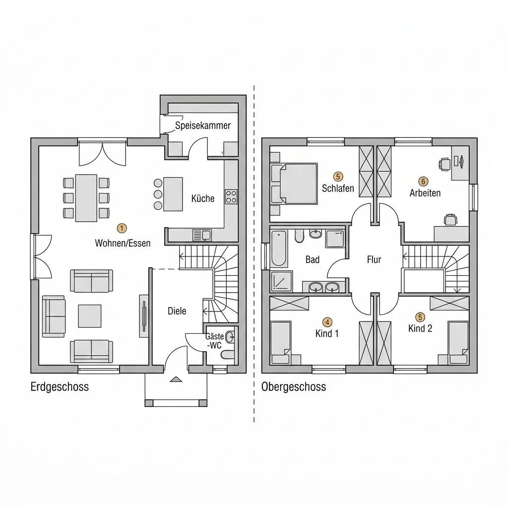 Grundriss Selbstbau Aura 165 Stadtvilla – 165 m² Stadtvilla mit 6 Zimmern