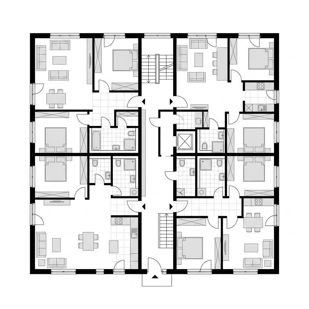 Grundriss Mehrfamilien-Doppelhaus Vermietung – 240 m² Mehrfamilienhaus mit 10 Zimmern
