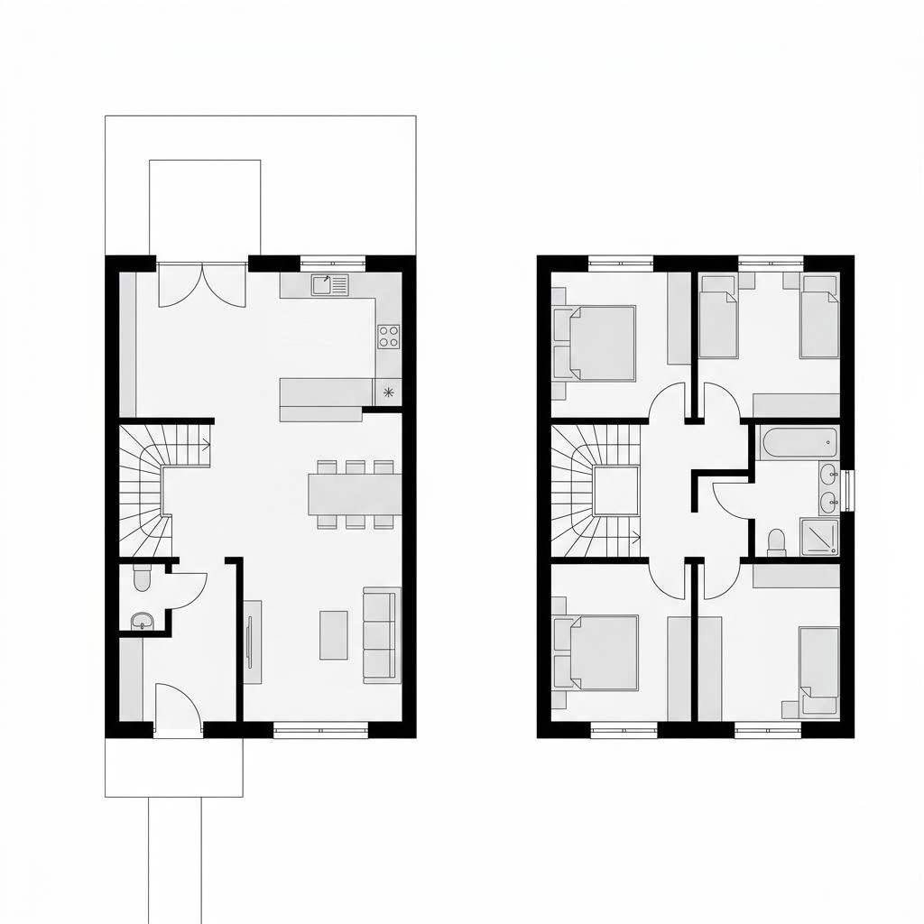 Grundriss Reihenendhaus Variant R148 – 148 m² Reihenhaus mit 5 Zimmern