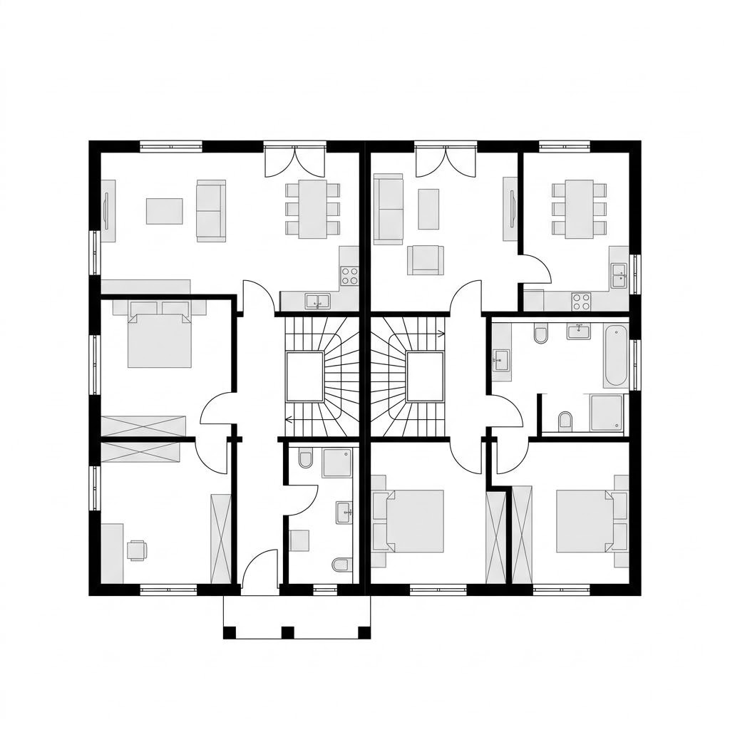 Grundriss Zweifamilienhaus Variant 205 – 205 m² Zweifamilienhaus mit 7 Zimmern