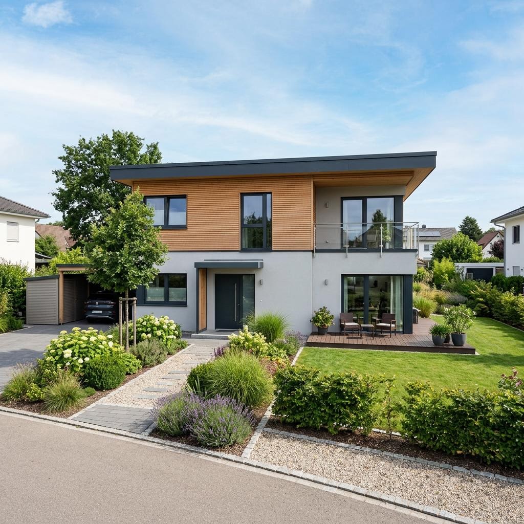 Holzhaus GRIFFNER Smart von GRIFFNER — Designhaus mit Flachdach und großen Fenstern