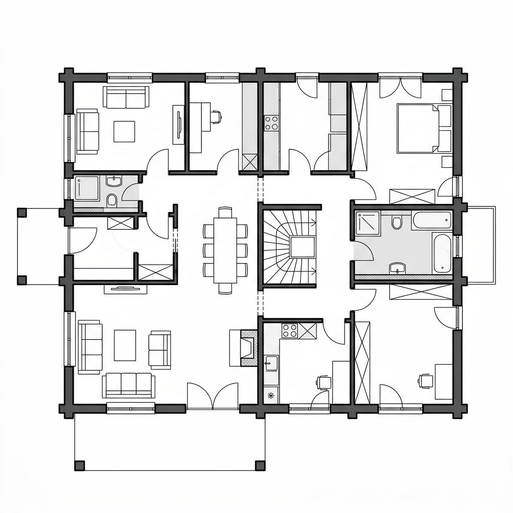 Grundriss Blockhaus Classic 150 – 150 m² Blockhaus mit 5 Zimmern