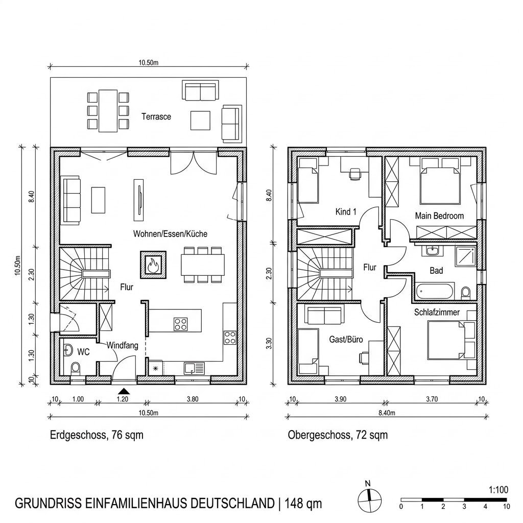 Grundriss Landhaus Regen von Sonnleitner Holzbauwerke — 148 m², 5 Zimmer