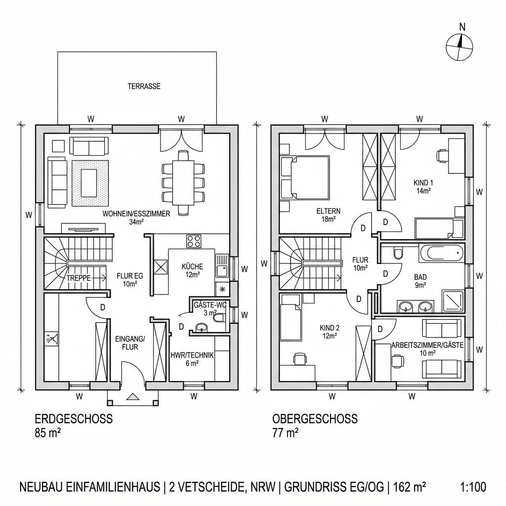 Grundriss Pultdachhaus Inn von Sonnleitner Holzbauwerke — 162 m², 5 Zimmer
