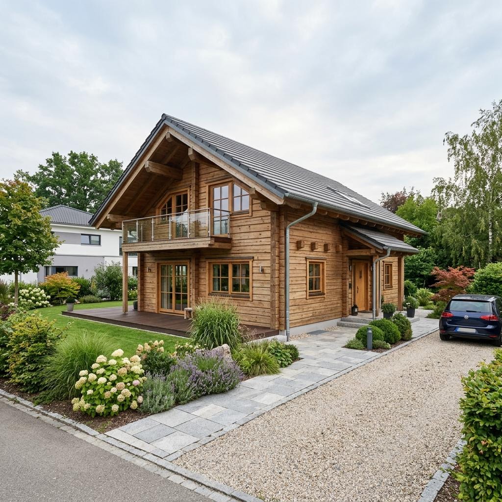 Repräsentatives Blockhaus Kelo 178 von Honka mit kräftigen Rundstämmen und Satteldach