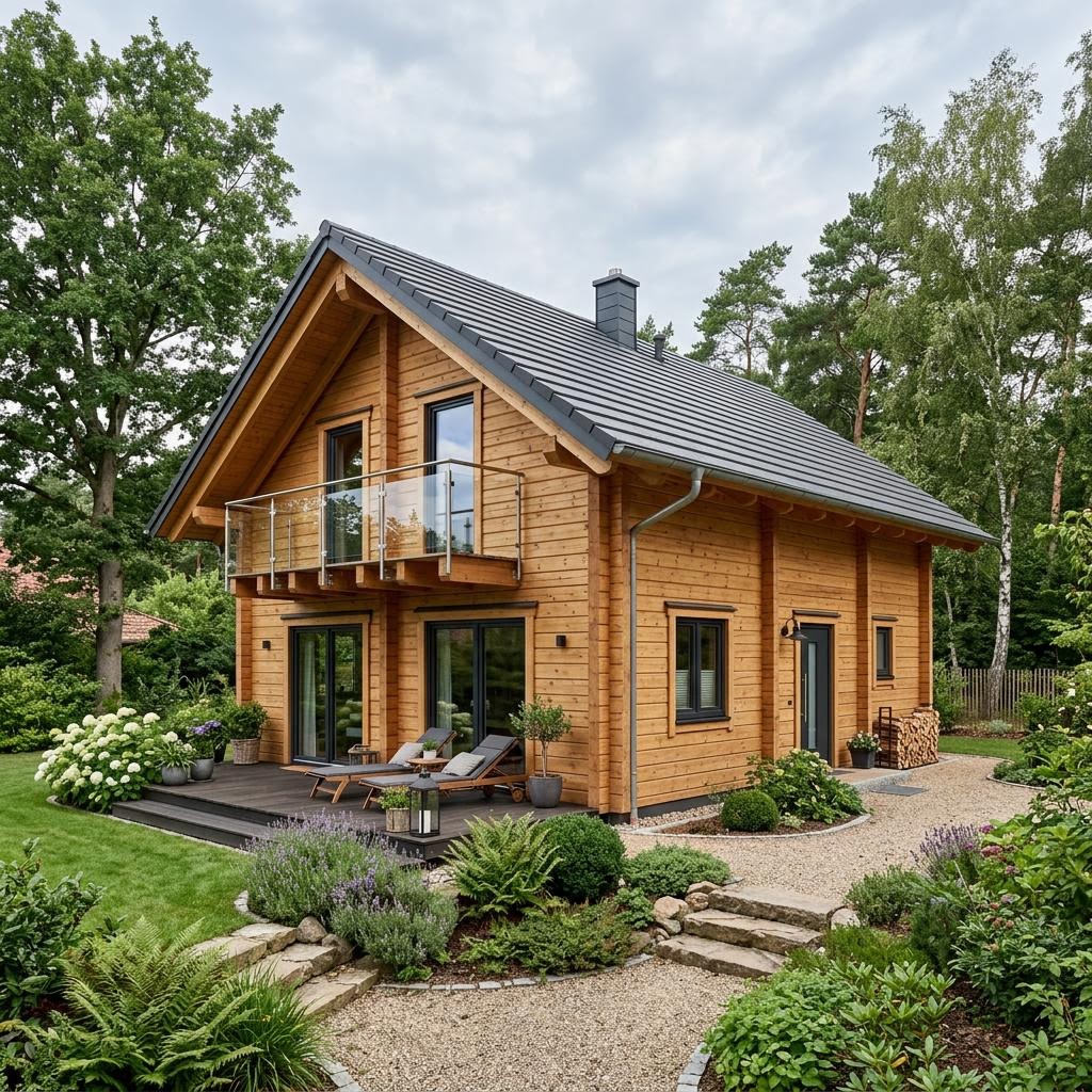 Ferienhaus Koli 82 von Honka als zweigeschossiges Blockhaus-Chalet mit Galerie