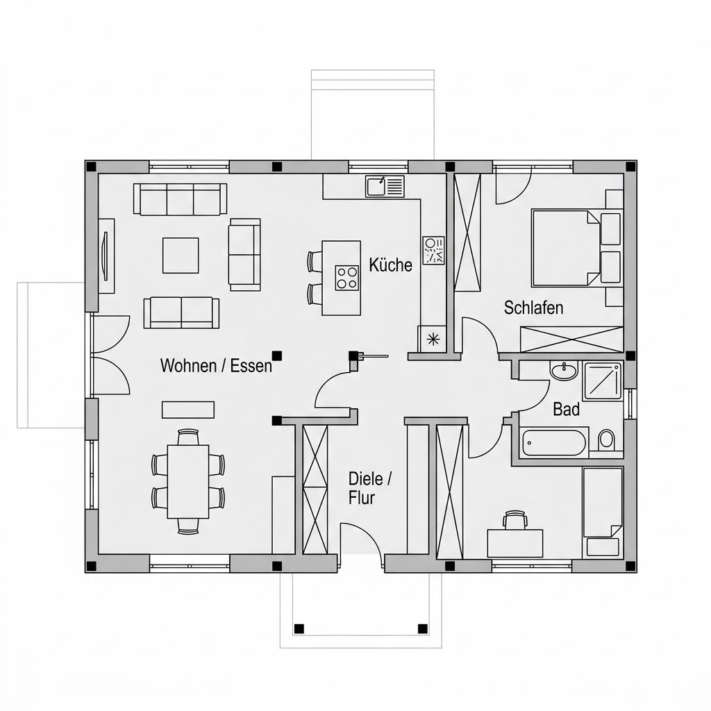 Grundriss Fachwerk Pavillon 116 von KD-Haus — 116 m², 4 Zimmer