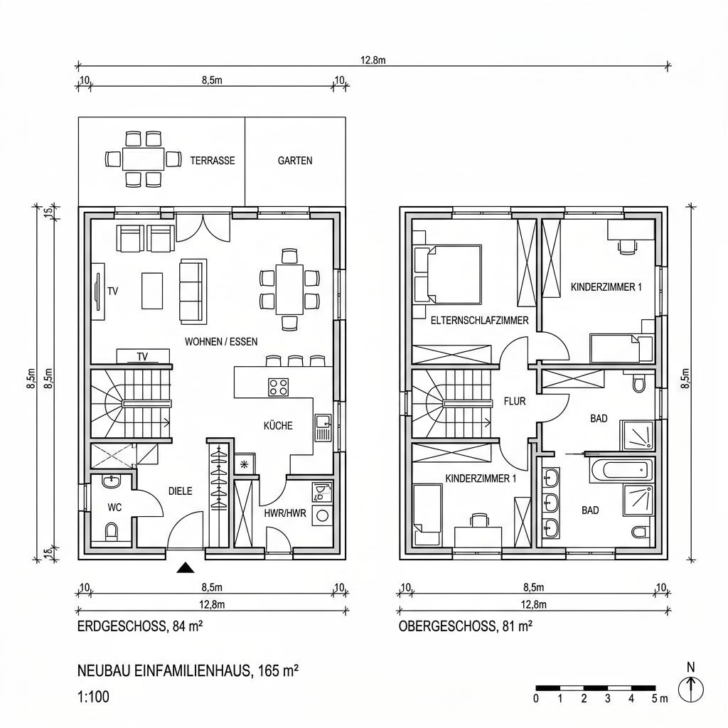 Grundriss Landhaus Hochfelln 165 von Chiemgauer Holzhaus — 165 m², 6 Zimmer