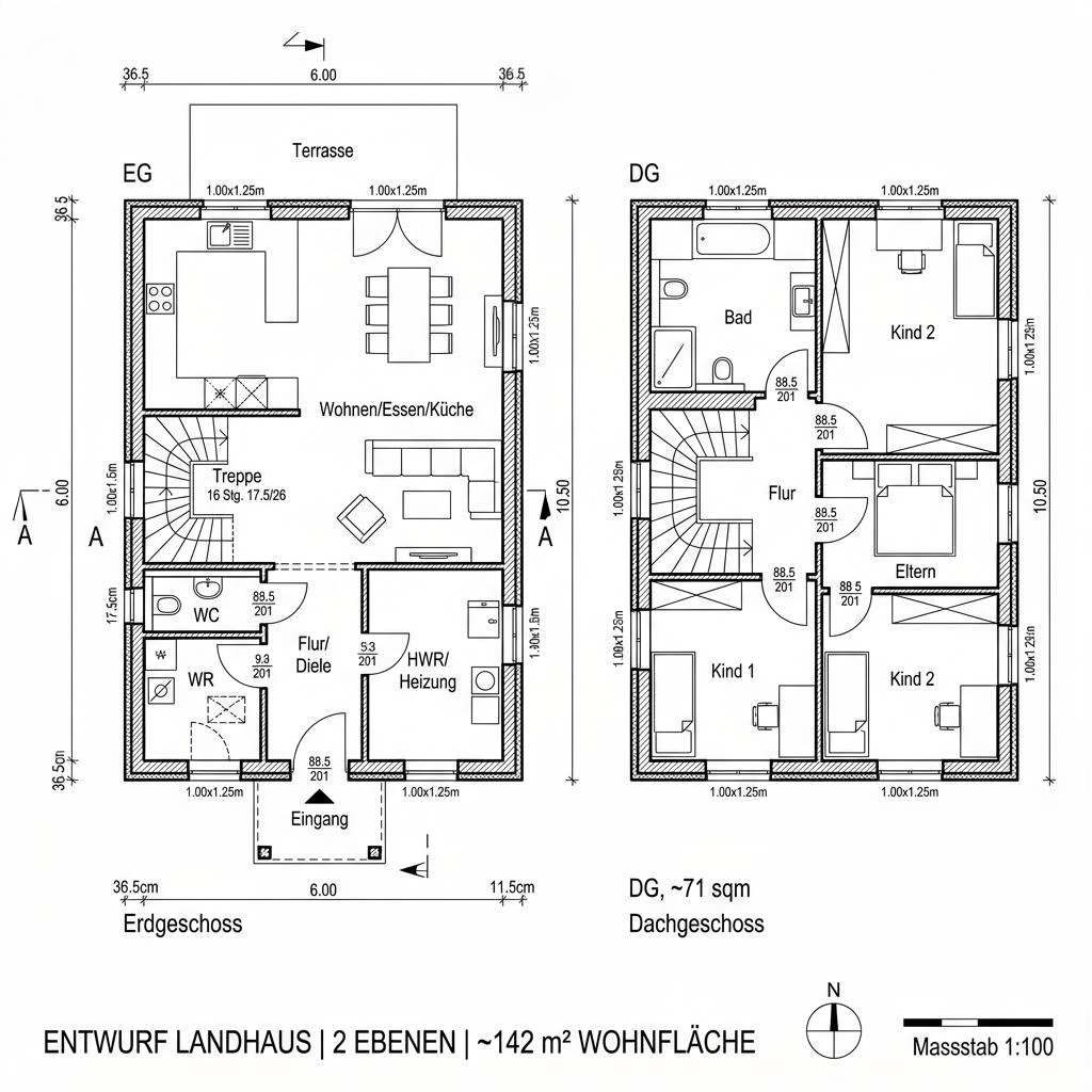 Grundriss Kochel – 142 m² Landhaus mit 5 Zimmern