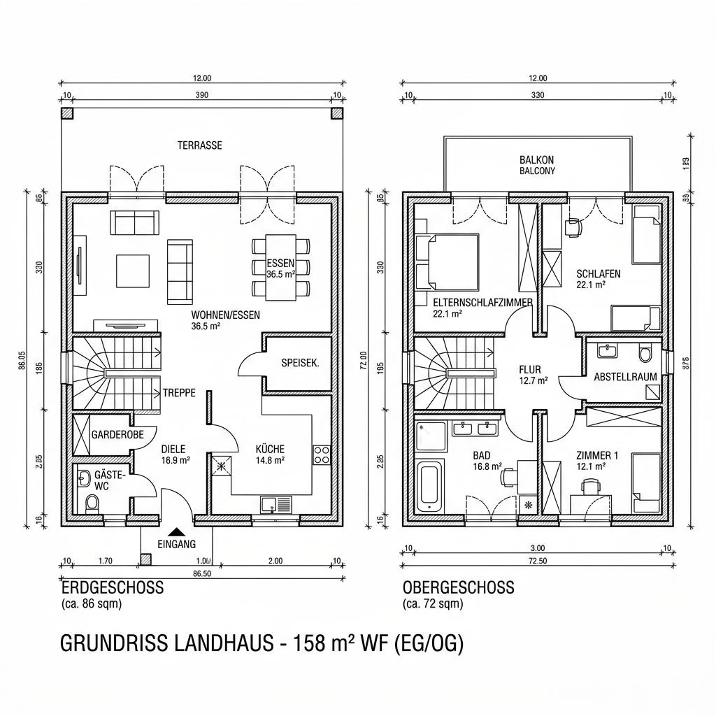 Grundriss LandhausHaus 158 von Kitzlinger Haus — 158 m², 5 Zimmer