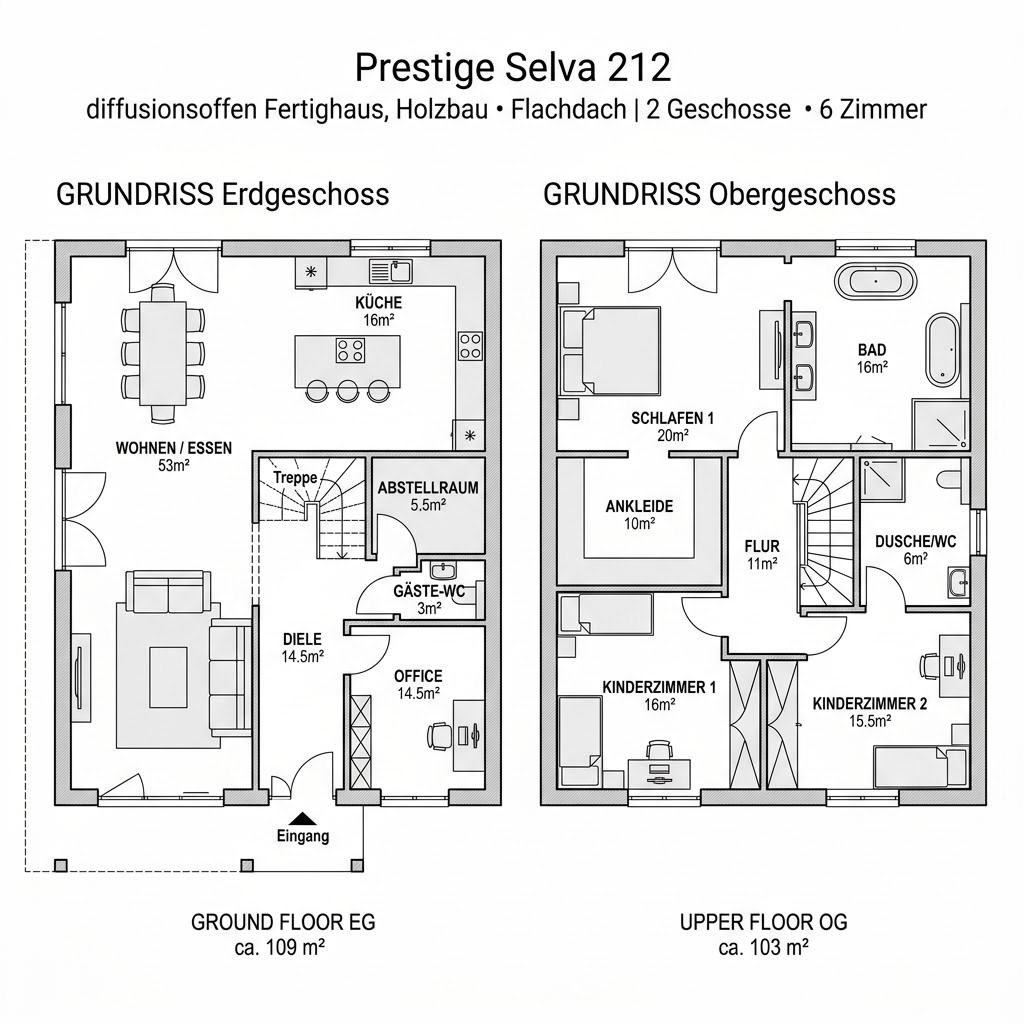 Grundriss Prestige Selva 212 von LUXHAUS — 212 m², 6 Zimmer