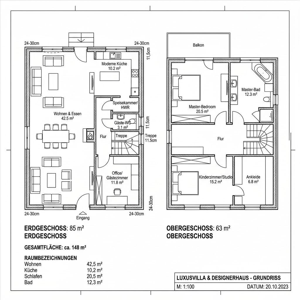 Grundriss Landhaus Villa 148 von ARGE-HAUS — 148 m², 5 Zimmer
