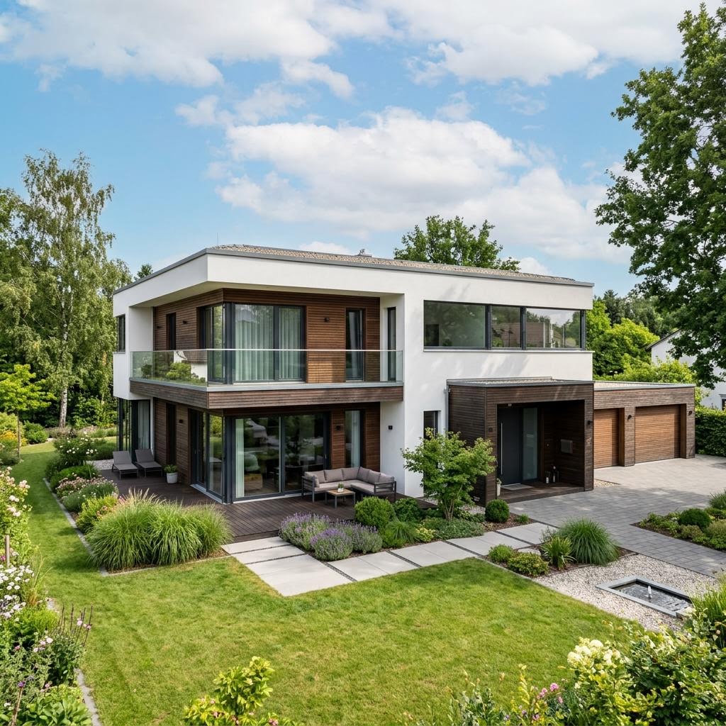 Designervilla GRIFFNER Vista von GRIFFNER — großzügiges Holzhaus mit Panoramafenstern