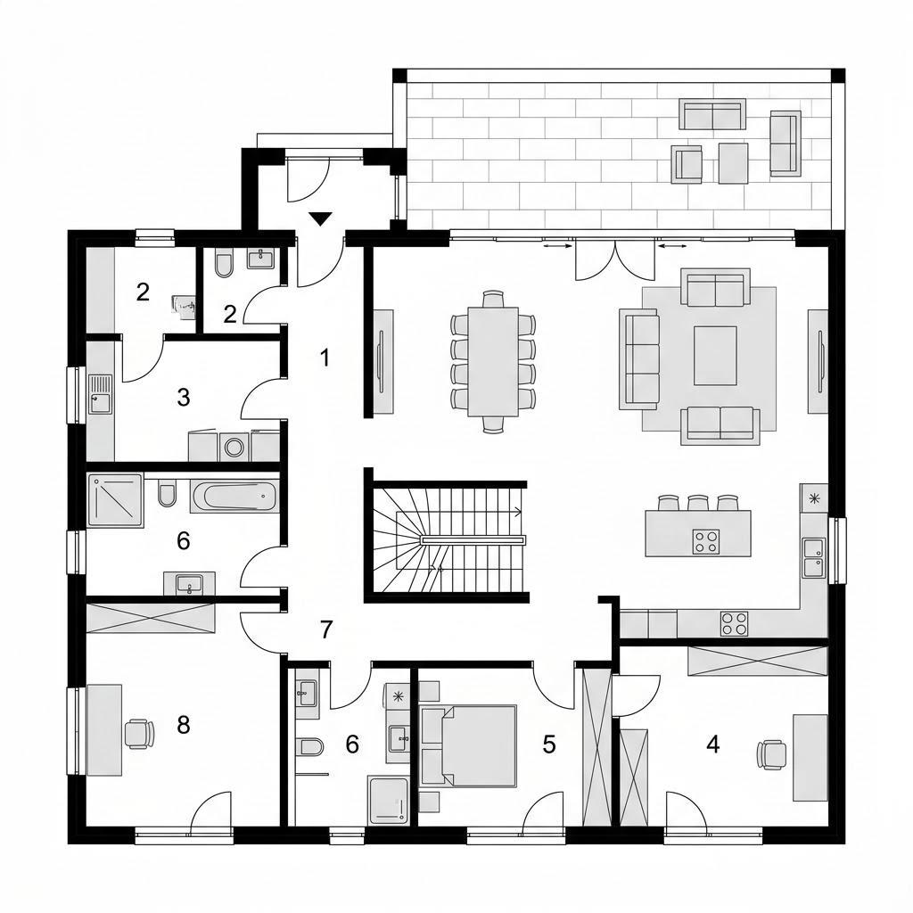 Grundriss FamilyStyle 24.01 S – 235 m² Ausbauhaus mit 8 Zimmern