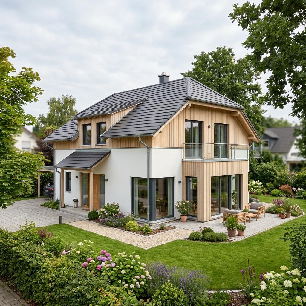 Landhaus Ahorn 140 von massa haus als Ausbauhaus mit Krüppelwalmdach