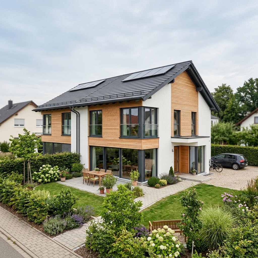 Doppelhaushälfte LifeStyle Duo 138 von massa haus — Satteldach, 138 m² für schmale Grundstücke