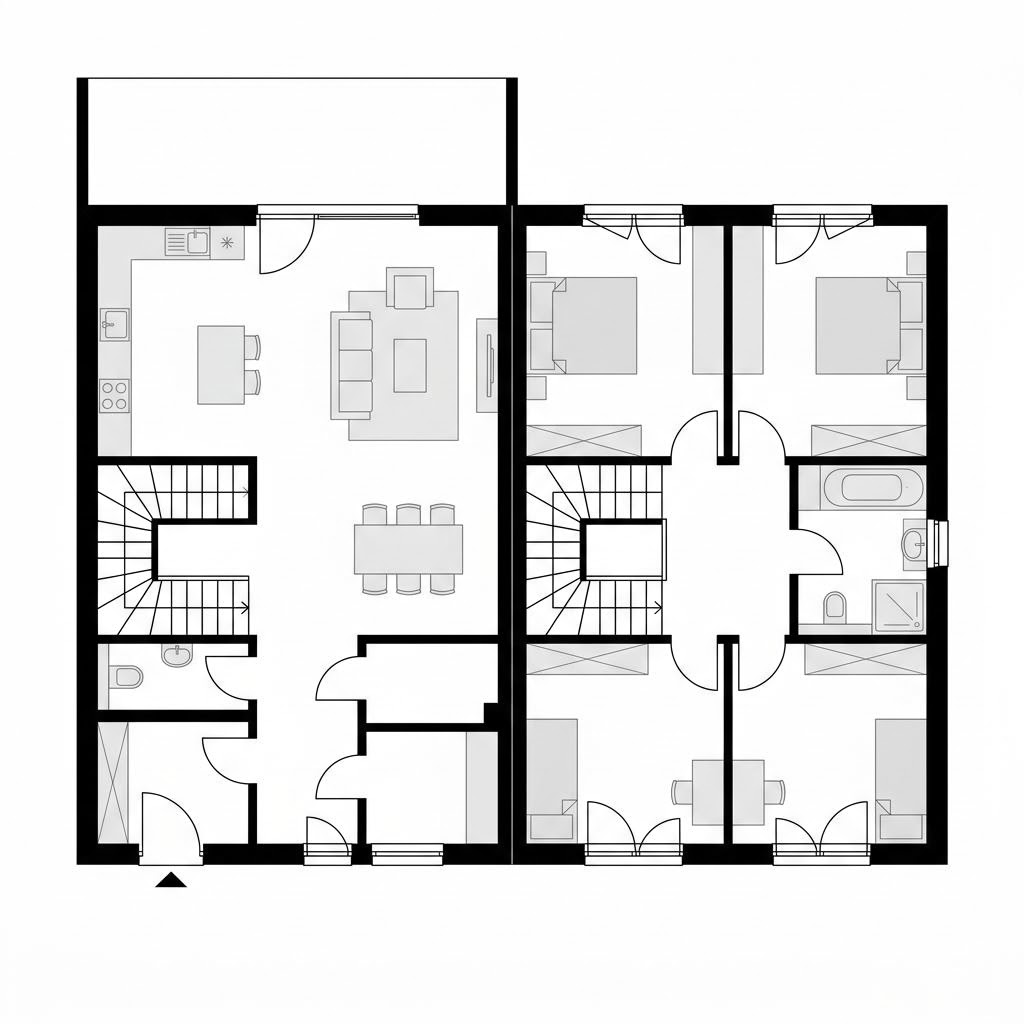 Grundriss Reihenendhaus RowStyle R138 – 138 m² Reihenhaus mit 5 Zimmern