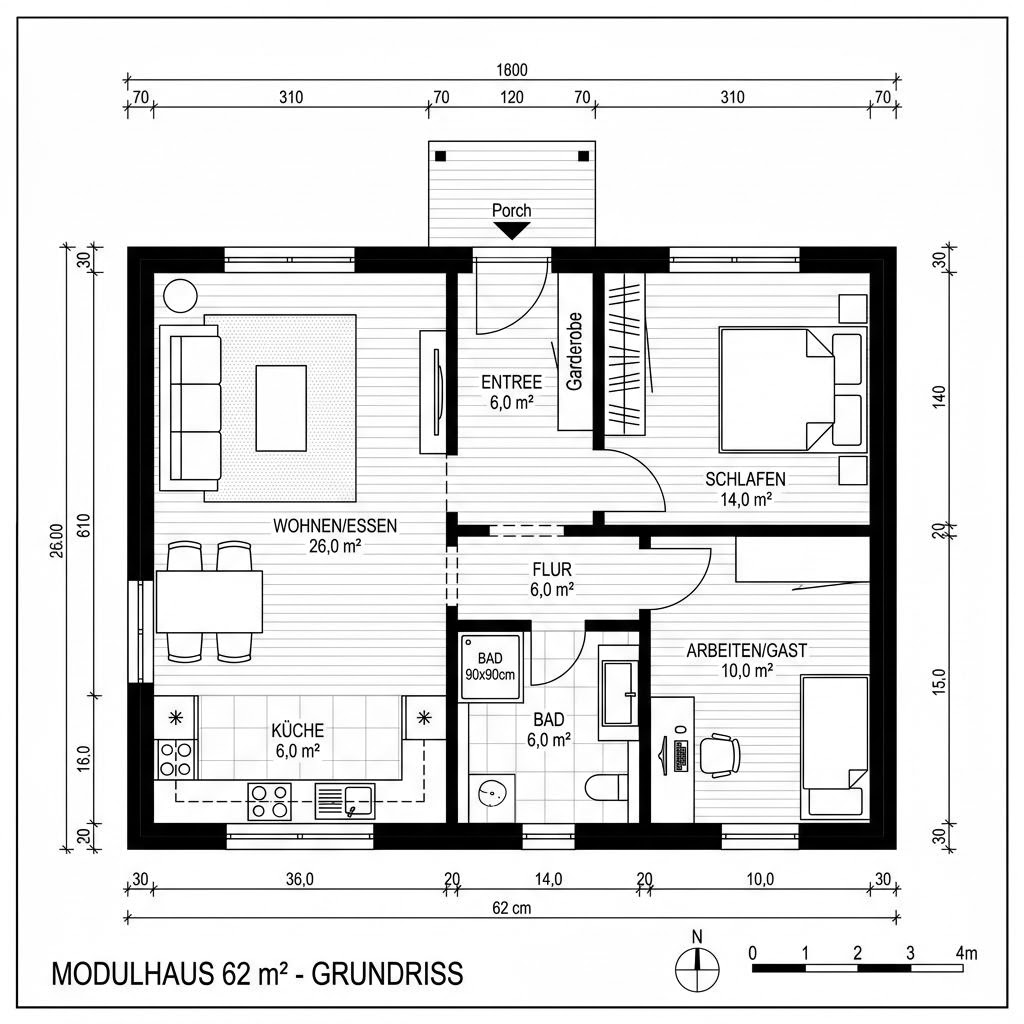 Grundriss ECO C Duo von McCube — 62 m², 3 Zimmer