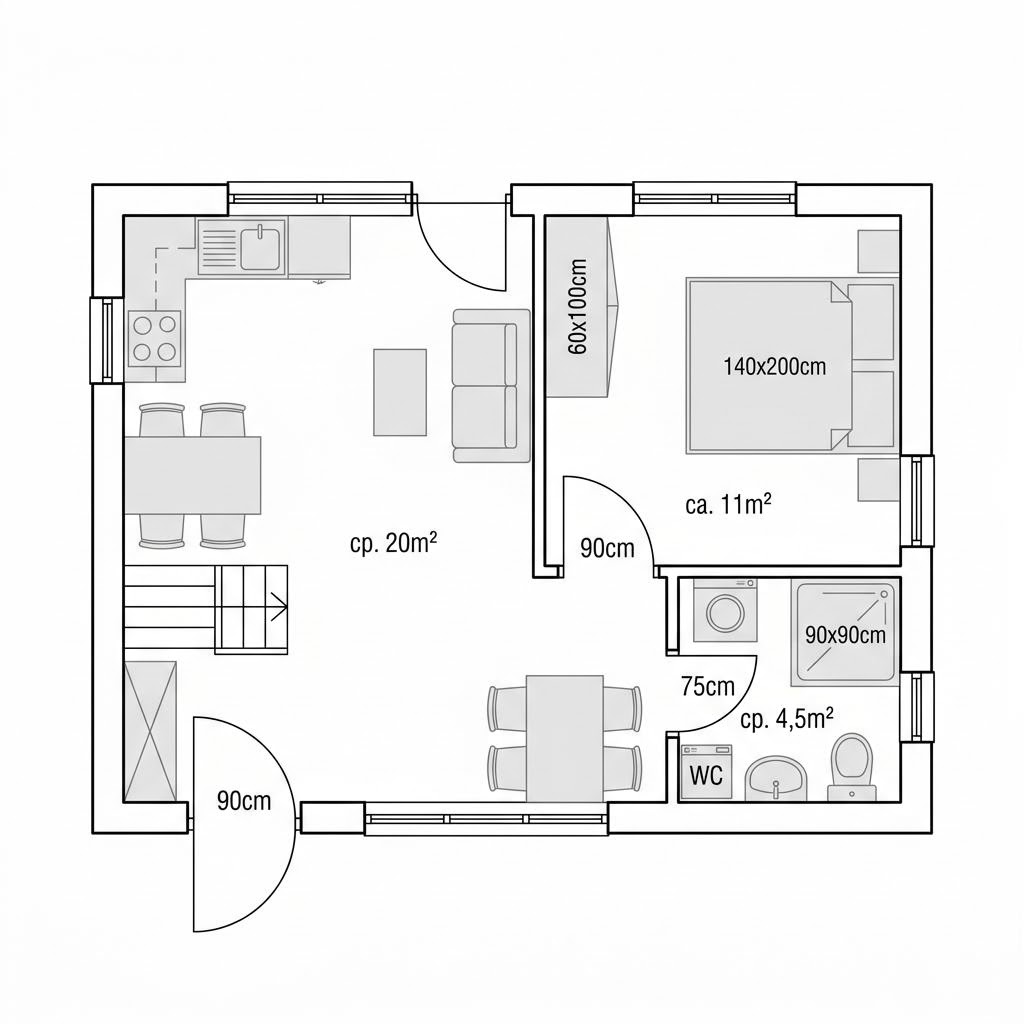 Grundriss McTiny XL von McCube — 40 m², 2 Zimmer