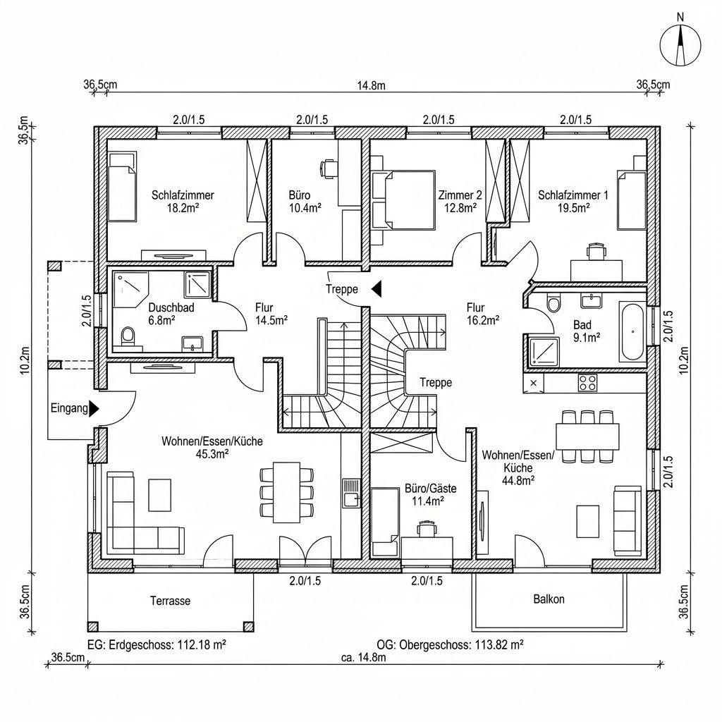 Grundriss Mehrgenerationenhaus Fjord Familie 226 – 226 m² Mehrgenerationenhaus mit 7 Zimmern
