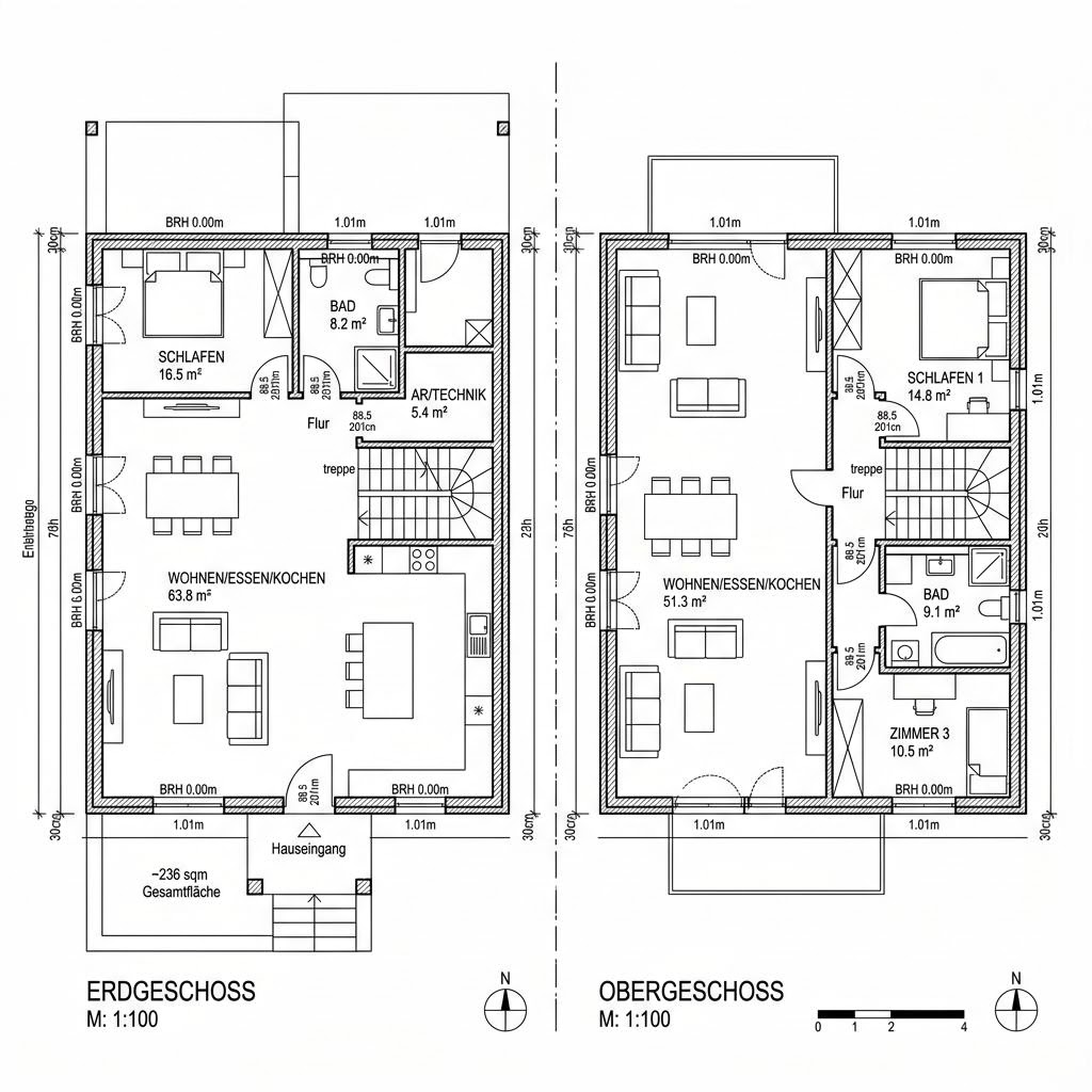 Grundriss Twin Generation 236 von Keitel-Haus — 236 m², 7 Zimmer
