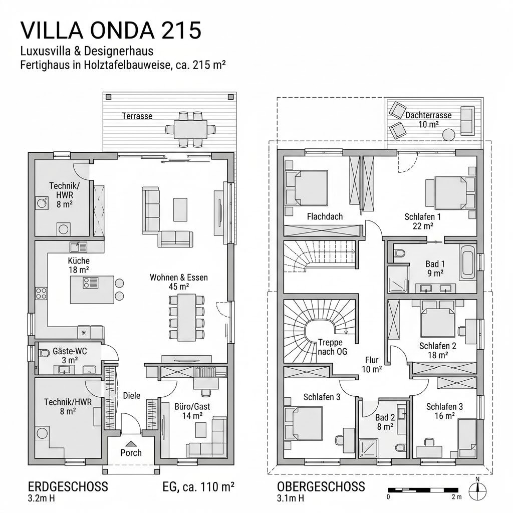 Grundriss Villa Onda 215 von Meisterstück-HAUS — 215 m², 6 Zimmer