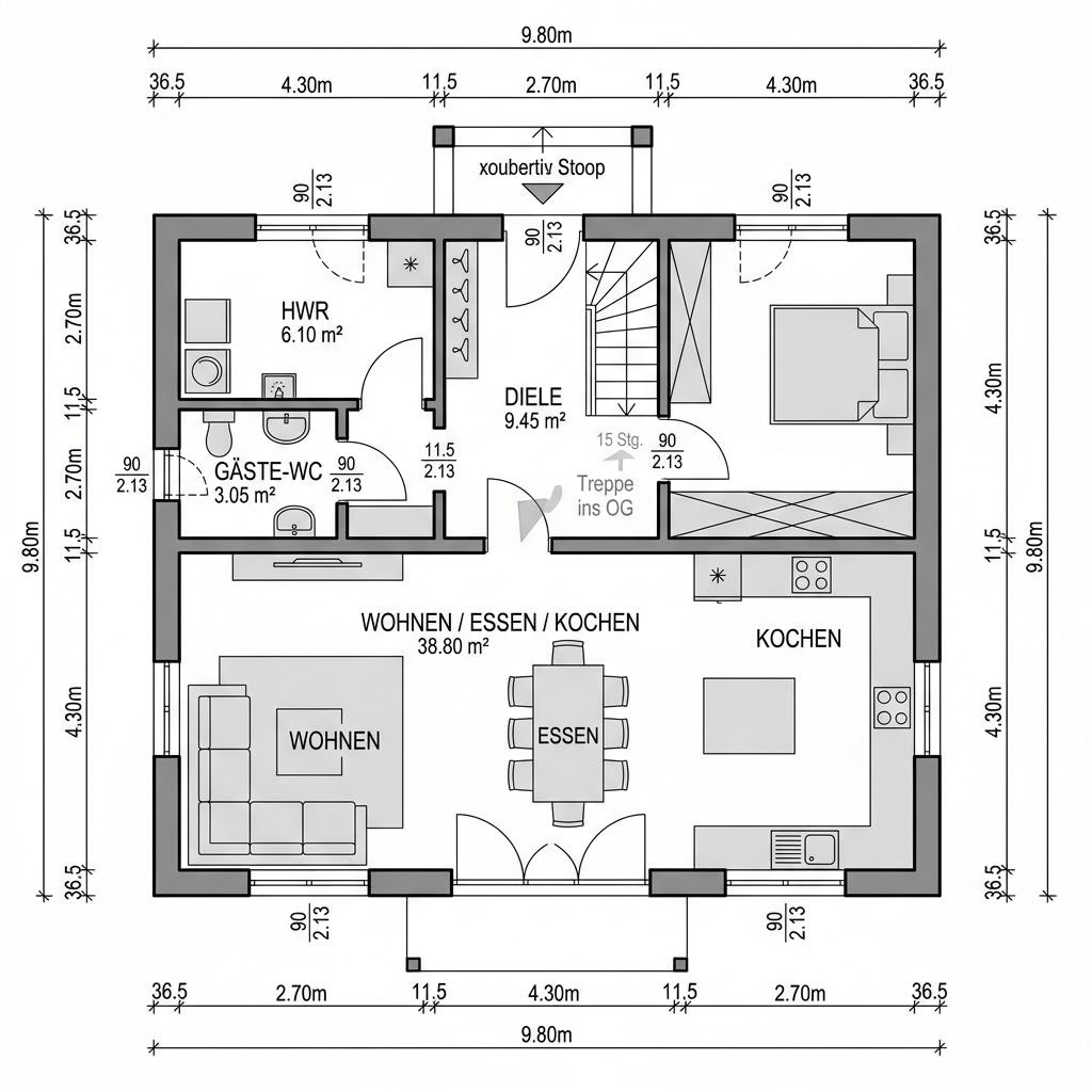 Grundriss Kapitänshaus Föhr 118 – 118 m² Kapitänshaus mit 4 Zimmern