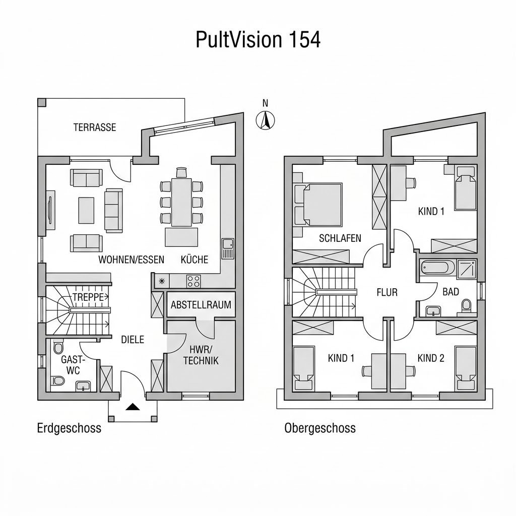 Grundriss PultVision 154 von OKAL Haus — 154 m², 5 Zimmer