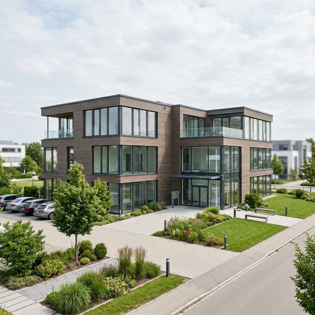 Gewerbe Bürogebäude Vital-Businessgebäude von Regnauer — Holzfertigbau mit 2000 m²