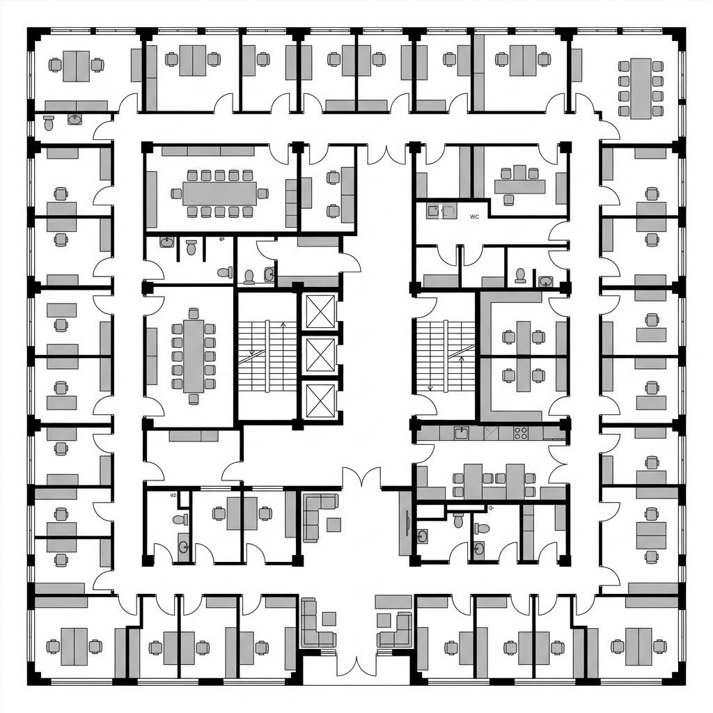 Grundriss Hotelbau Vital-Businessgebäude – 2500 m² Gewerbe mit 40 Zimmern
