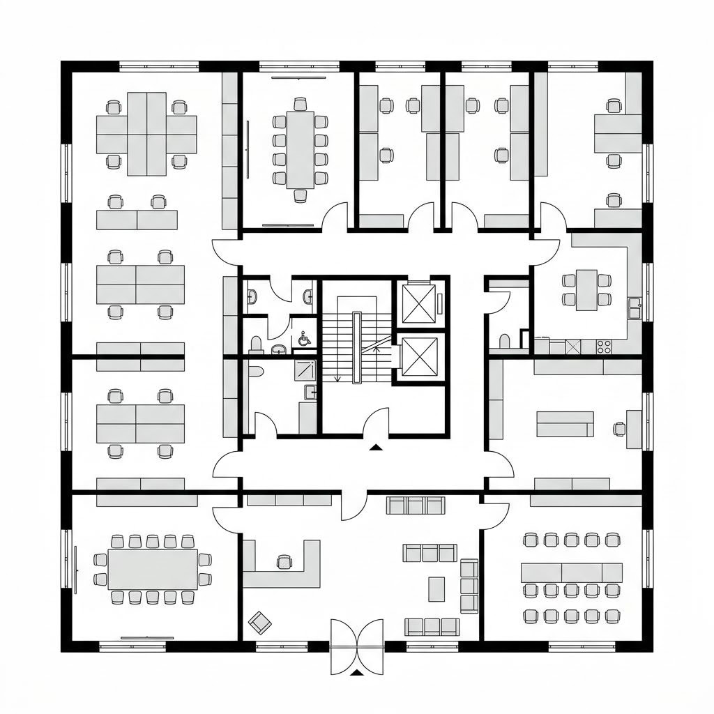 Grundriss Verkaufsgebäude Vital-Businessgebäude – 900 m² Gewerbe mit 8 Zimmern