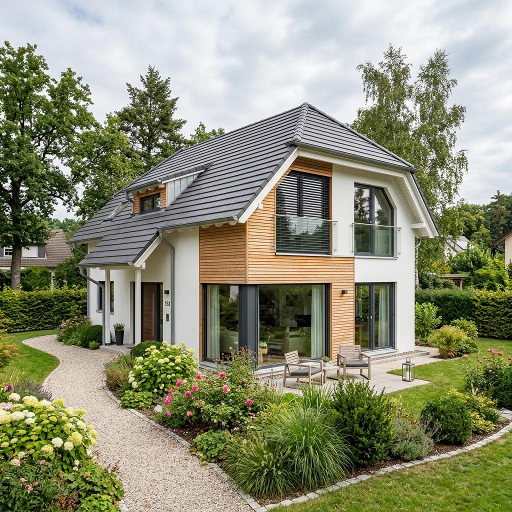 Landhaus Eichenau 152 von RENSCH-HAUS als Holz-Fertighaus mit Krüppelwalmdach