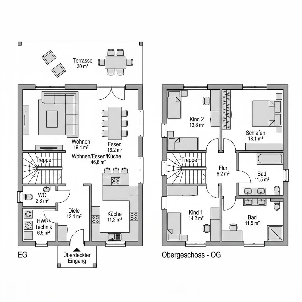 Grundriss Life & Style 155 von RENSCH-HAUS — 155 m², 5 Zimmer