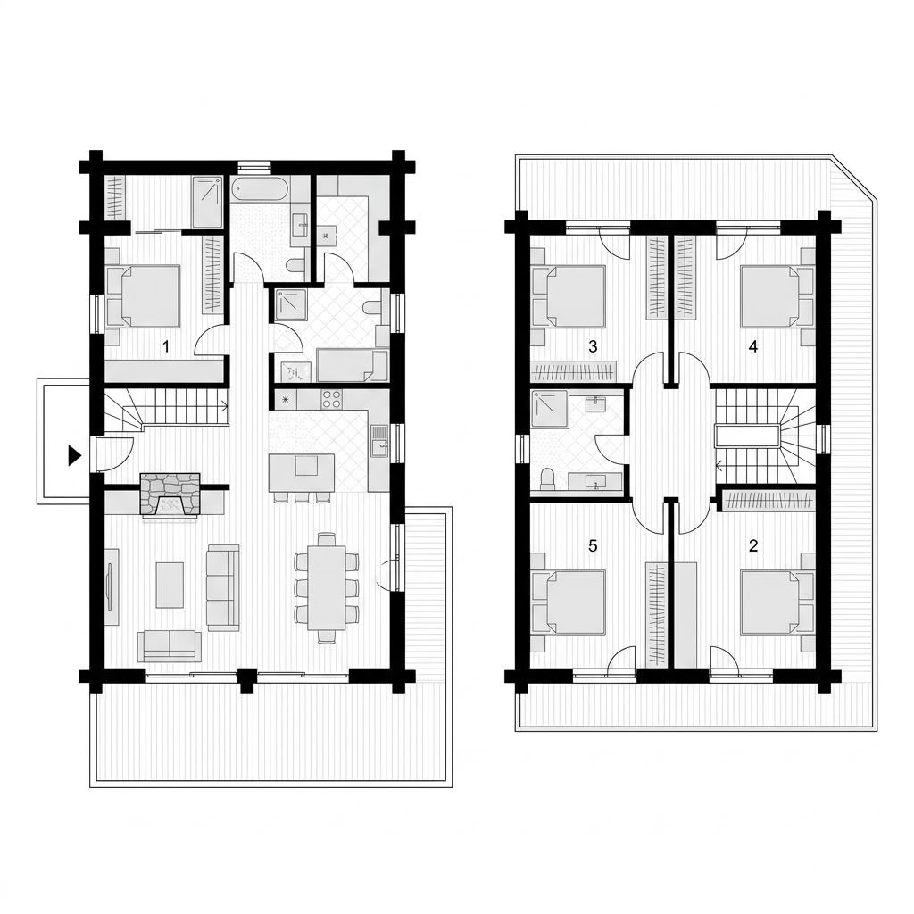Grundriss Chalet Dolomiti – 158 m² Chalet mit 5 Zimmern