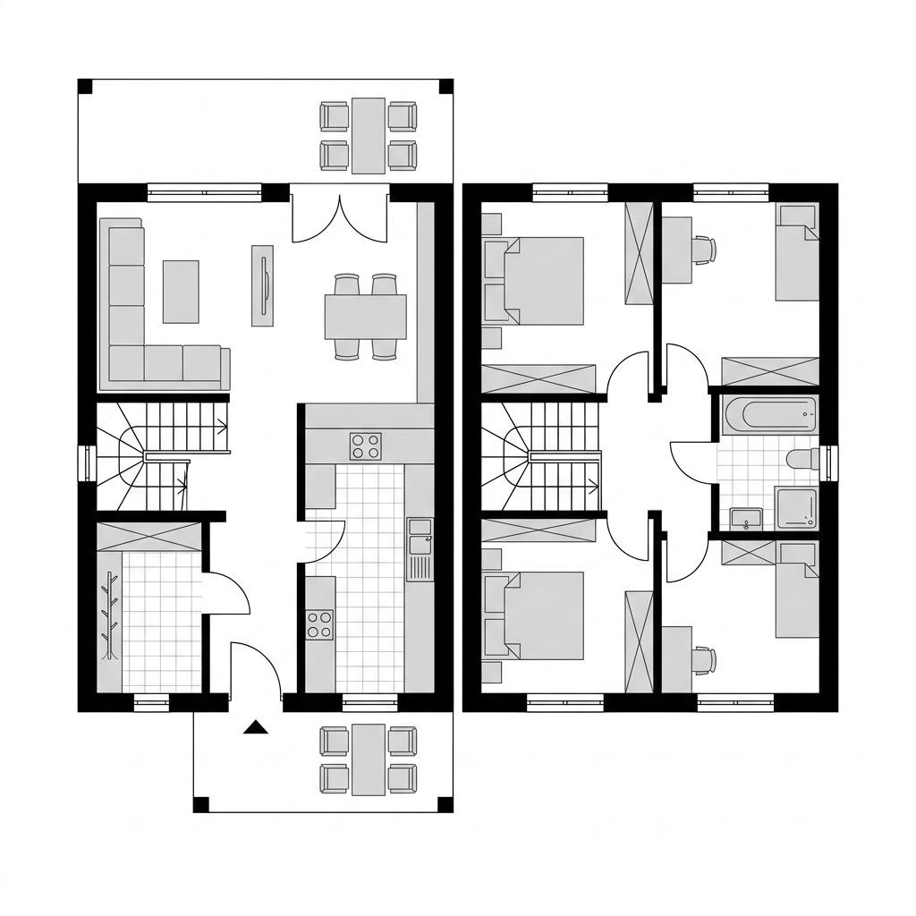 Grundriss Chalet Gröden – 110 m² Chalet mit 4 Zimmern
