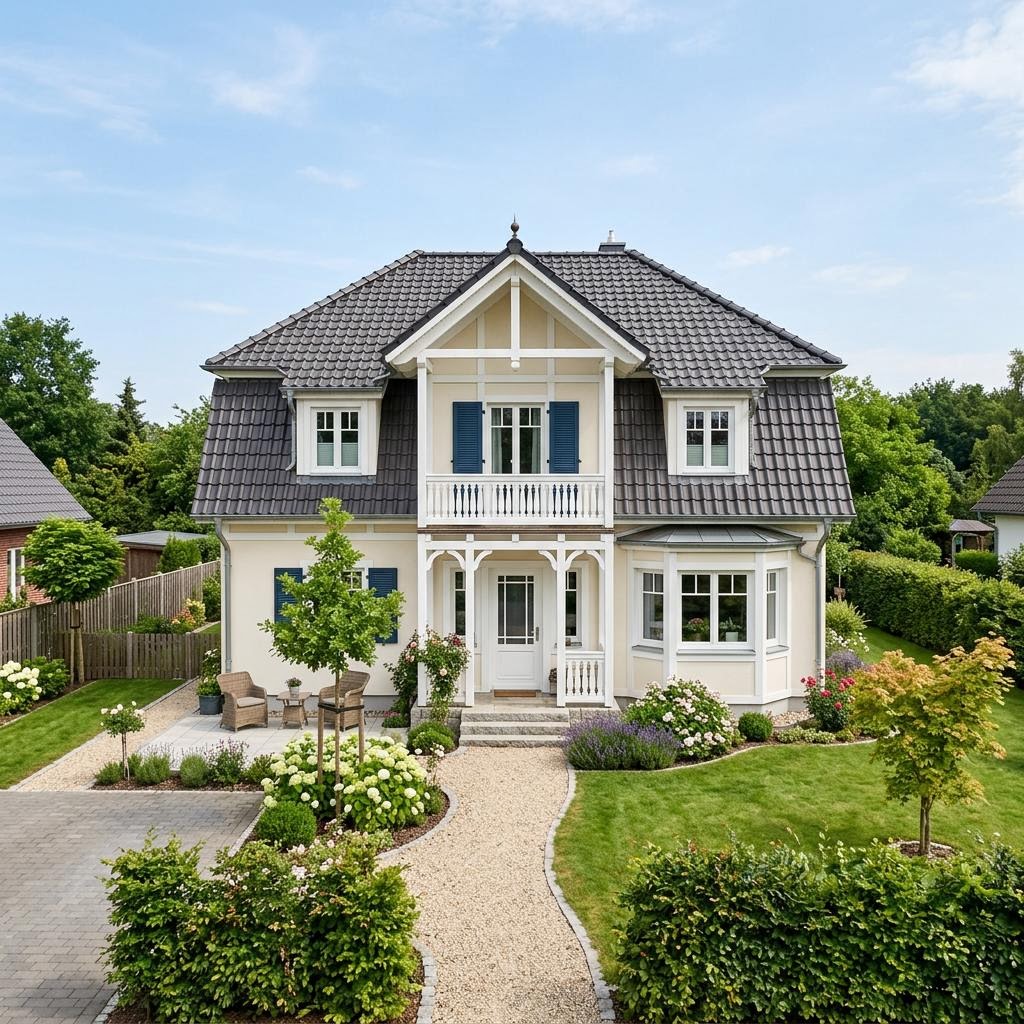 Kapitänshaus Warnemünde 132 von ScanHaus Marlow mit Krüppelwalmdach und Kapitänsgiebel — 132 m²