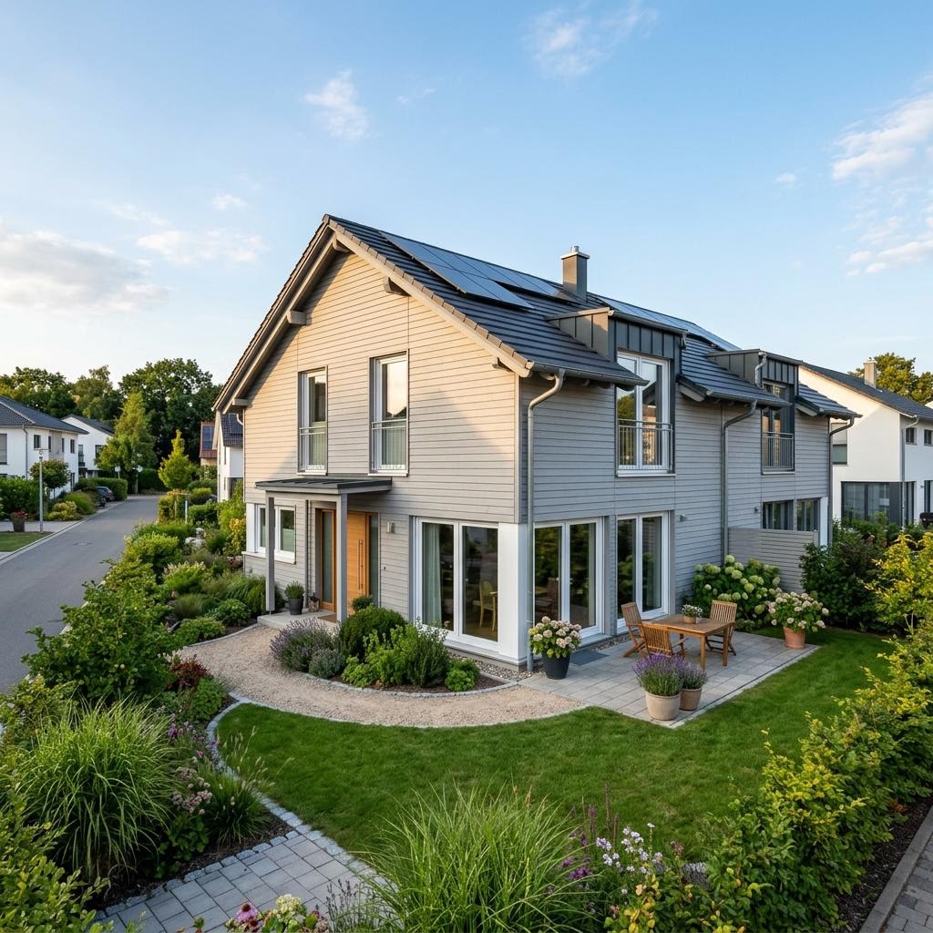 Reihenhaus Reihenendhaus Nordic R150 von ScanHaus Marlow mit Satteldach und 150 m² Wohnfläche