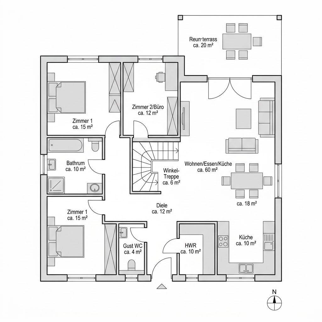 Grundriss SHA 2 – 140 m² Ausbauhaus mit 5 Zimmern