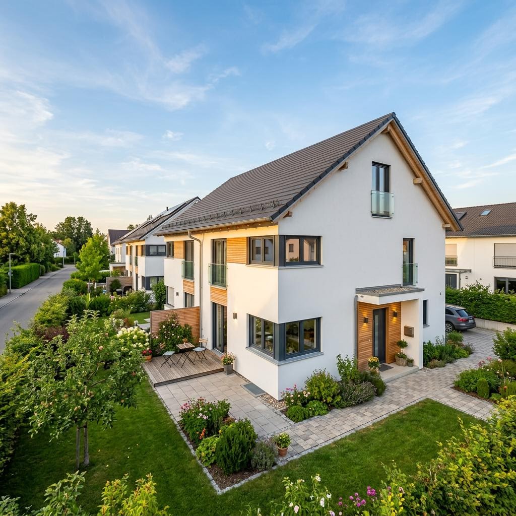 Reihenhaus Reihenendhaus Fokus R146 von Schwabenhaus mit Satteldach und 146 m² Wohnfläche