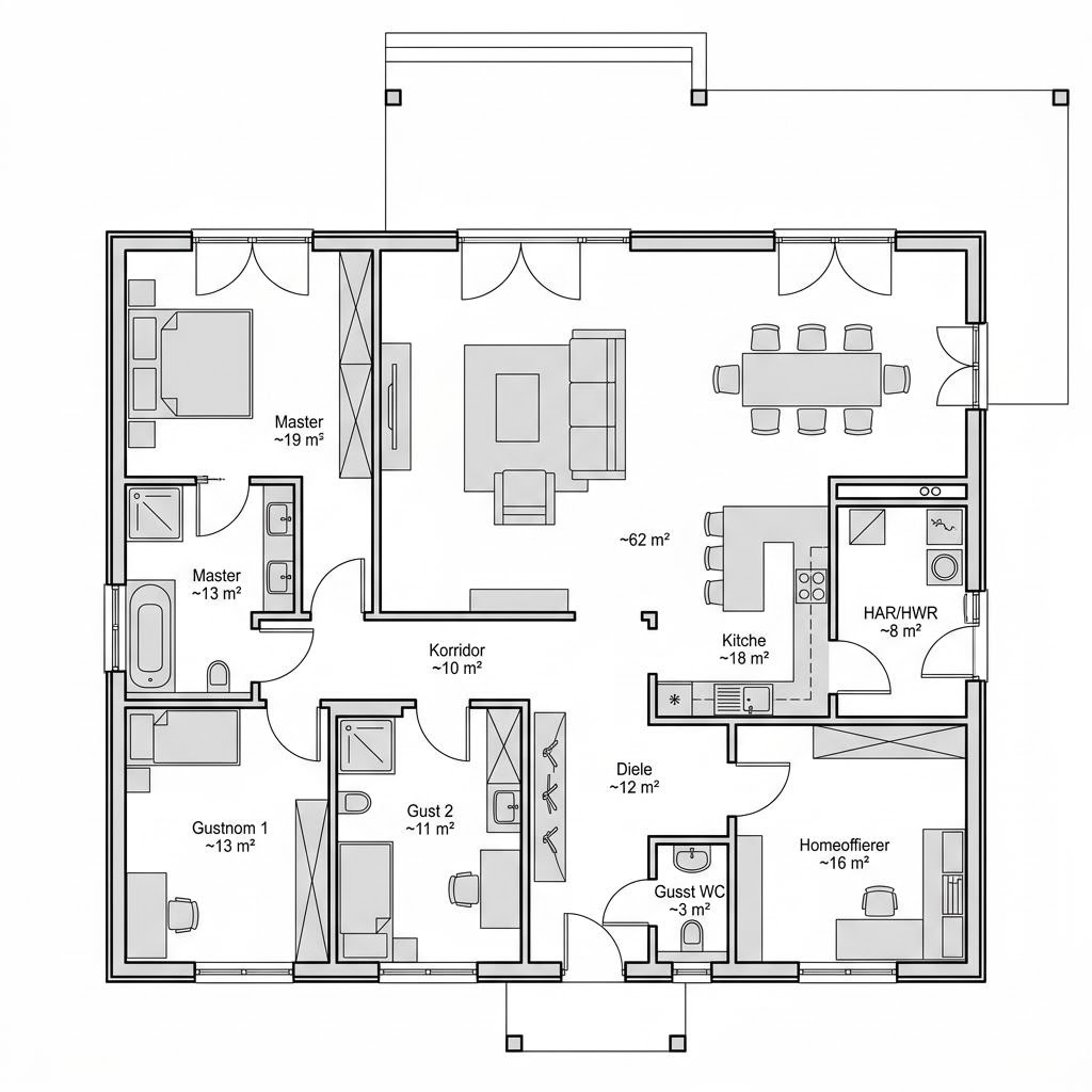 Grundriss Selection-E-166 – 147 m² Ausbauhaus mit 5 Zimmern