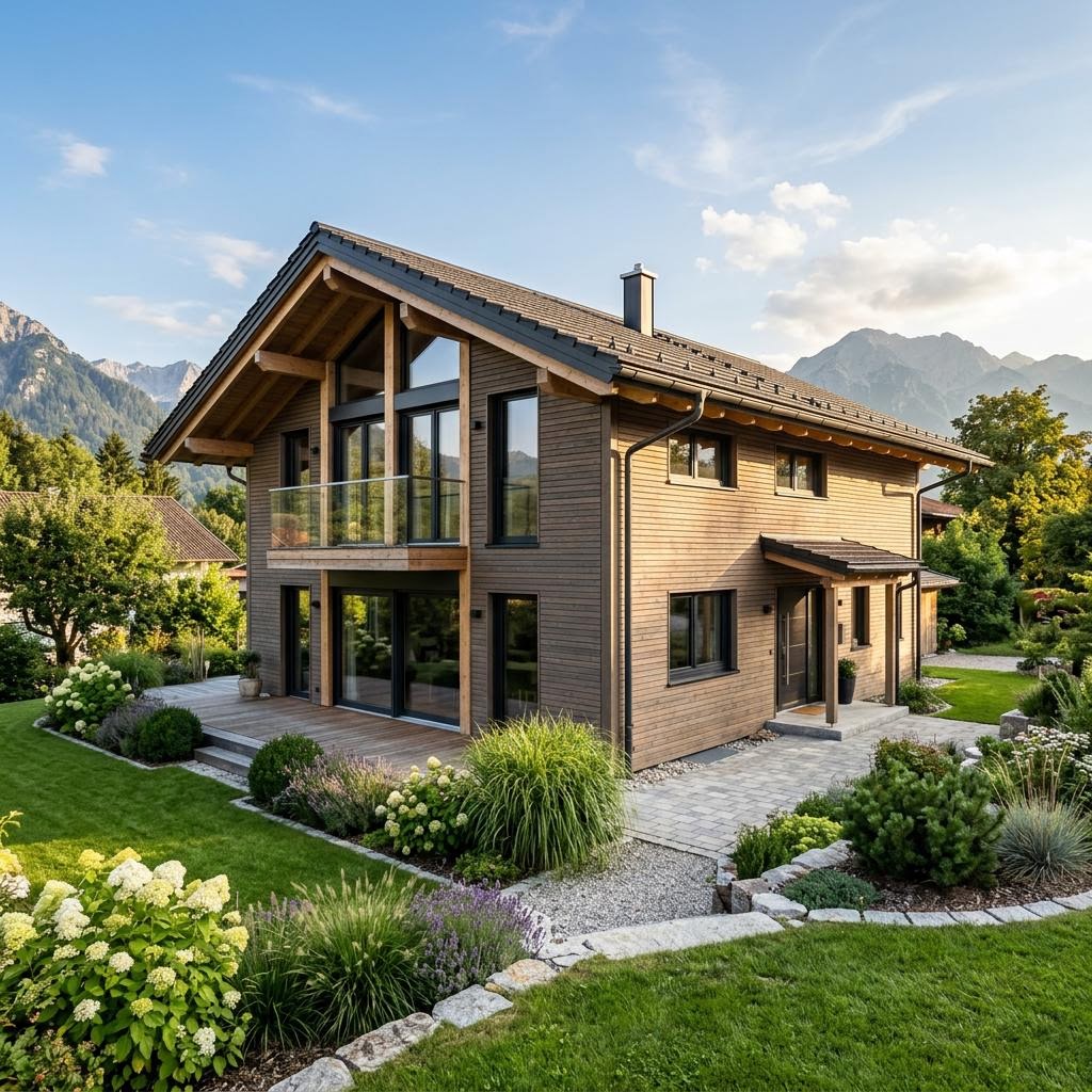 Chalet Chalet Karwendel von Sonnleitner Holzbauwerke mit Satteldach und Holzfassade
