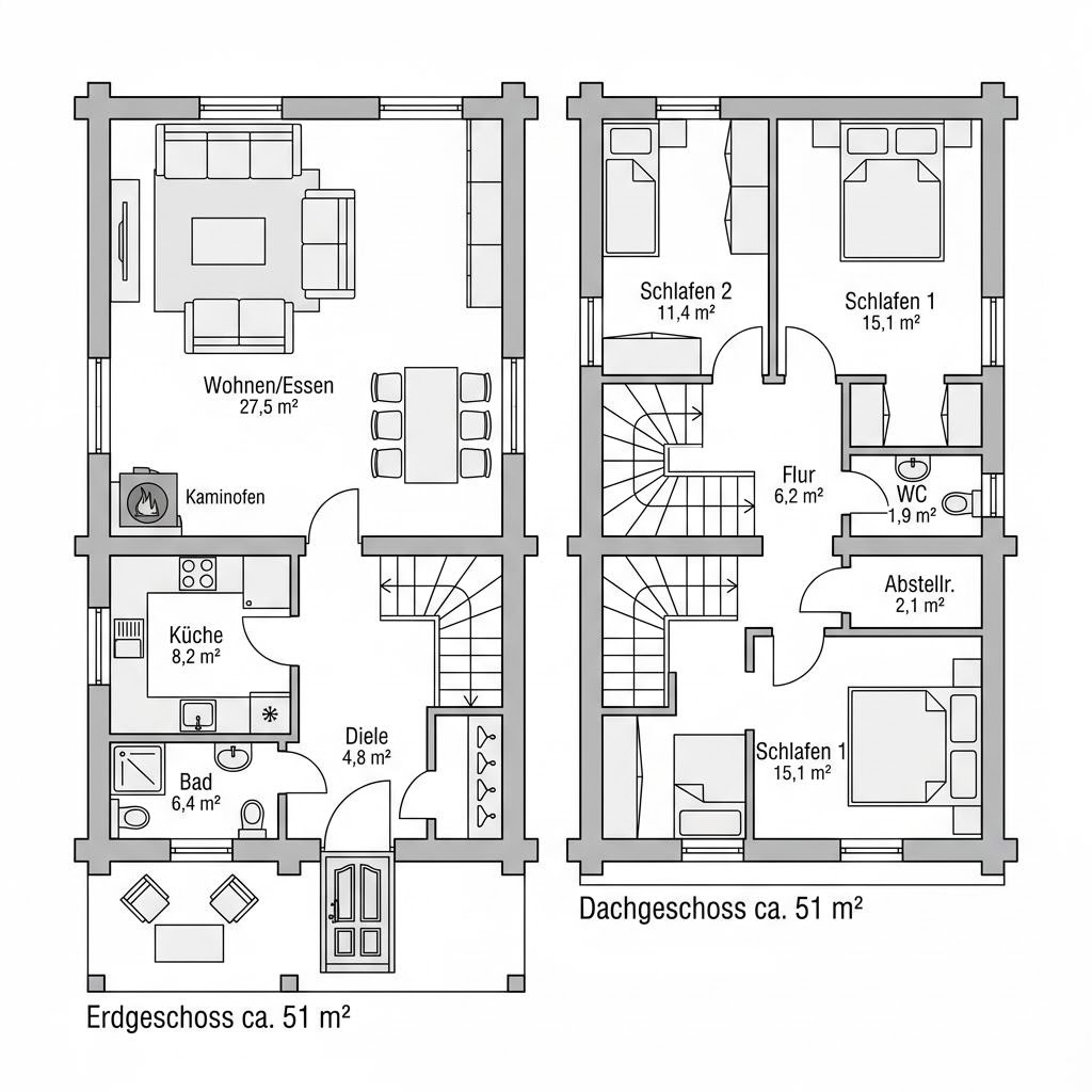 Grundriss Tauern 102 – 102 m² Ferienhaus mit 5 Zimmern