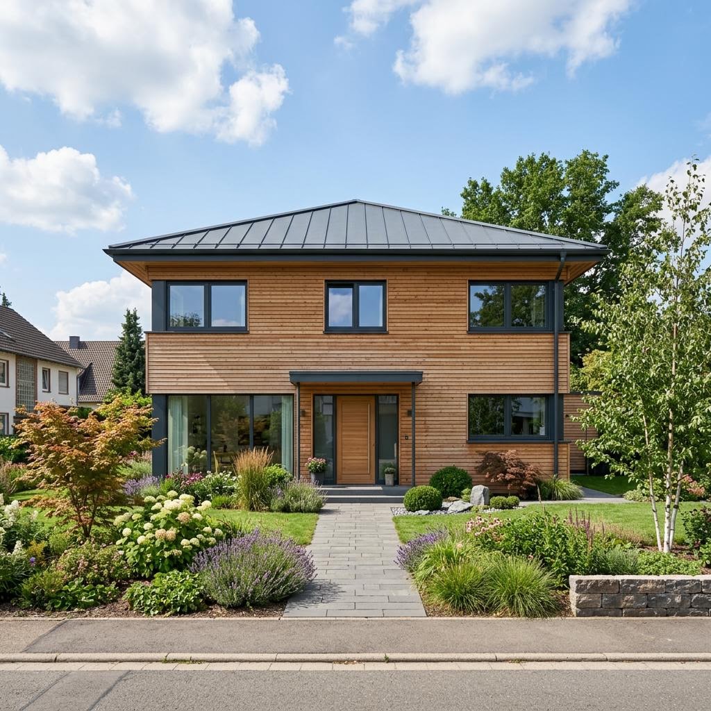 Stadtvilla Planungsbeispiel 152V10 von Bio-Solar-Haus — Holztafelbau mit rund 152 m²