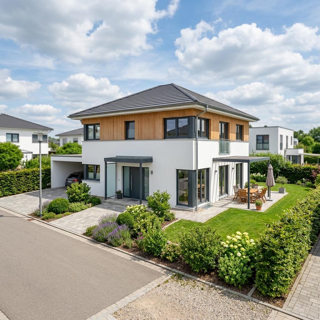 Stadtvilla VARIANT 182 von Hanse Haus — Holztafelbau mit Walmdach und rund 182 m²
