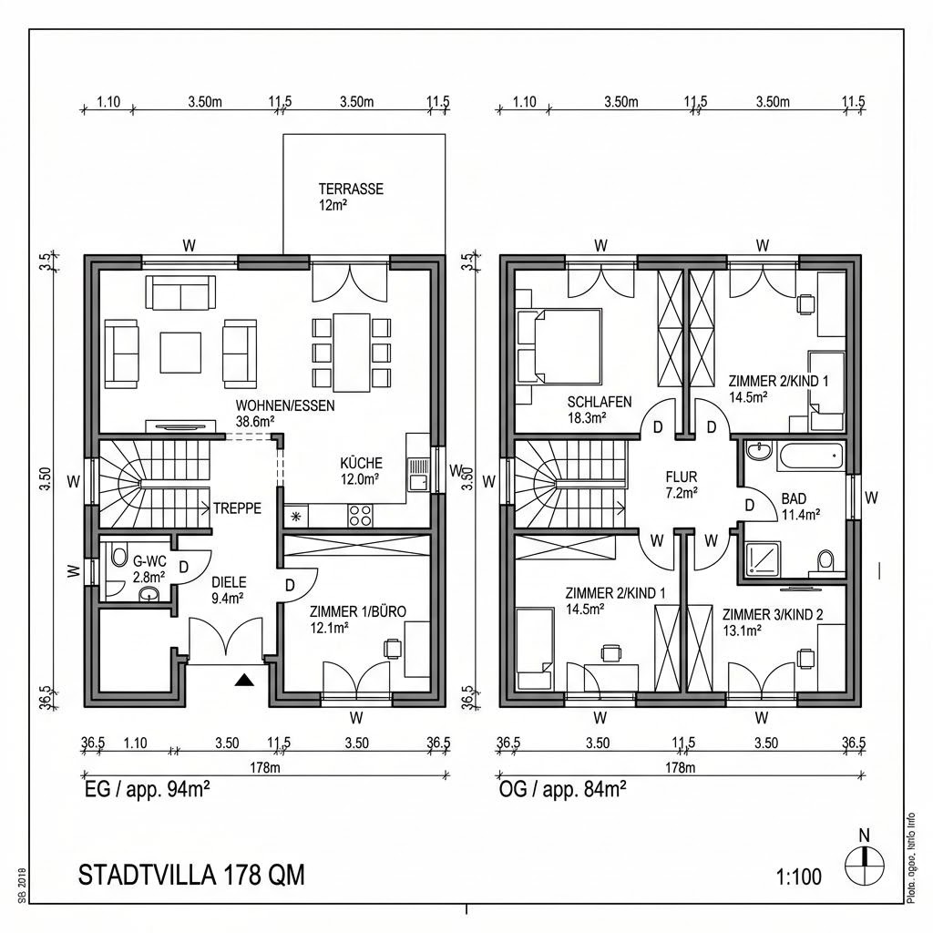 Grundriss Pro City 178 von ProHaus — 178 m², 6 Zimmer